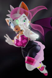 3d absurdres bat_girl blue_eyes boots breasts double_v eye_color_change female_only femdom femsub feverdreamerr floating furry ghost ghost_girl glowing_eyes green_eyes lah large_breasts levitation looking_at_viewer possession rouge_the_bat sonic_the_hedgehog_(series) tagme wings