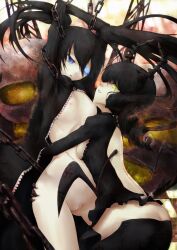absurdres black_hair black_rock_shooter blue_eyes character_request dead_master expressionless femdom femsub flat_chest symbol_in_eyes undressing yellow_eyes yuri