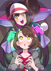 androgynous_dom blush brown_hair corruption drool eye_color_change eyeshadow facial_markings femsub gloria_(pokemon) happy_trance hat hg31434705 hypnotized_hypnotist japanese_text kitassie malamar malamar_outfit mega_malamar nintendo pokeball pokemon pokemon_(creature) pokemon_black_and_white_2 pokemon_legends_z-a pokemon_sword_and_shield pokemon_x_and_y possession rosa_(pokemon) short_hair smile text translation_request twintails very_long_hair yellow_eyes