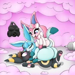  allbadbadgers assimilation drone dronification drool furry glaceon happy_trance hypnotic_gas nintendo pokemon pokemon_(creature) pokephilia smile sylveon tongue tongue_out transformation umbreon 