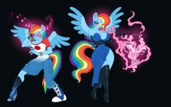 atcpony bimbofication cleavage corruption discord dress female_only femsub lipstick music my_little_pony opera_gloves pegasus_girl rainbow_dash rainbow_hair smoking thigh_boots toonification transformation