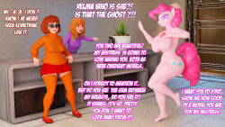  3d brown_hair clothed crystal daphne_blake dress exposed_chest female_only femdom femsub furry glasses happy_trance headband horse_girl hypnotized_hypnotist lipstick long_hair multiple_girls my_little_pony nipples nude orange_hair pink_hair pinkie_pie portals pussy scarf scooby-doo_(series) short_hair skirt spiral_eyes supercasket sweater tattoo text thighhighs tights velma_dinkley 