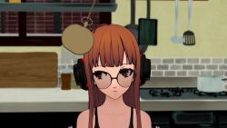  animated female_only femsub futaba_sakura glasses happy_trance headphones long_hair open_mouth orange_hair persona_(series) persona_5 pocket_watch rubyred_(va) sound spiral_eyes video voice_acted vynil 