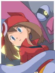 bandana blue_eyes brown_hair dazed empty_eyes femsub hitsugi_mc limp long_hair malamar may nintendo open_mouth pokemon pokemon_(creature) pokemon_ruby_sapphire_and_emerald