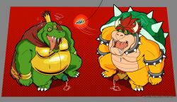  bowser cape crown cum dazed donkey_kong_(series) drool erection furry handsfree_ejaculation king_k._rool male_only malesub nintendo open_mouth pendulum penis precum red_hair spiral_eyes super_mario_bros. wretchedpileofsecrets 