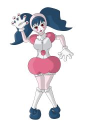 absurdres blue_hair clown empty_eyes female_only femsub gloves happy_trance icmyaieye knees_together makeup mr._mime nintendo original pet_play pokemon posed smile solo spiral_eyes symbol_in_eyes twintails