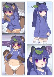  bismukky bottomless brain_drain comic femsub furry happy_trance hypnotic_accessory raccoon_girl sequence tail tail_growth tanuki_girl transformation undressing 