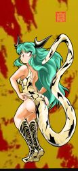  artist_request corruption cosplay female_only green_hair horns leotard long_hair lum tail ultraman urusei_yatsura 