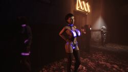  3d absurdres alternate_costume alyx_vance aware black_hair body_control cleavage erect_nipples femsub fishnets half-life half-life_2 half-life_alyx hand_on_hip huge_breasts juxtasuperpostion lingerie maledom metrocop prostitution short_hair source_filmmaker standing standing_at_attention thighhighs valve 