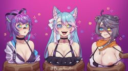  ahoge animal_ears bandage black_hair blue_hair blush bra breasts choker cleavage coils disney dog_ears drool femsub flower flower_in_hair grey_hair hair_ornament hair_ribbon huge_breasts kaa kaa_eyes large_breasts long_hair m4ns0n maledom multicolored_hair multiple_girls nipples open_mouth pink_hair ponytail projekt_melody purple_hair raccoon_girl resisting scarf short_hair silvervale small_breasts smile snake snuffy sweat tail the_jungle_book tongue tongue_out undressing virtual_youtuber vshojo weak_resistance wolf_girl 