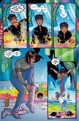 amanda_conner bathing batman_(series) before_and_after black_hair bodysuit boots bottle brown_hair catsuit catwoman clothed comic dc_comics female_only happy_trance jeans lois_lane official paul_mounts selina_kyle smile super_hero sweater text western