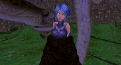 3d a-new-recipeh aqua_(kingdom_hearts) bare_shoulders blue_hair breasts coils disney femsub hypnotic_eyes kaa kaa_eyes kingdom_hearts large_breasts maledom night one_eye_open open_mouth outdoors restrained short_hair snake square_enix the_jungle_book trees