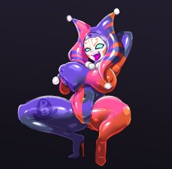 ahsoka_tano clothed clown clown_girl dc_comics diceyboi disney erect_nipples erect_nipples_under_clothes female_only femsub harley_quinn high_heels latex solo squatting star_wars watermark