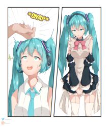  blue_hair clothed female_only femsub finger_snap gojulas maid miku_hatsune solo twintails vocaloid 