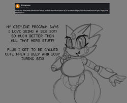  blueberrygrizzly breasts femsub furry genderswap greyscale large_breasts monochrome robot sonic_the_hedgehog sonic_the_hedgehog_(series) text 