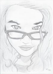 dirtydisneykink female_only femdom glasses looking_at_viewer original sketch smile solo spiral_eyes symbol_in_eyes