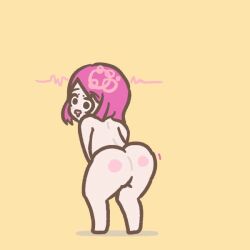  animated animated_gif artist_request ass ass_focus bottomless dancing dazed drool empty_eyes female_only femsub happy_trance nude pink_hair short_hair solo topless twerk 