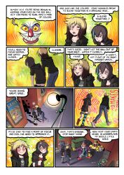  alice_(er-ikaa) black_hair blonde_hair chortles_(keeperika) clown comic dazed erika_(er-ikaa) femsub happy_trance keeper_of_pots maledom multicolored_hair multiple_girls original 