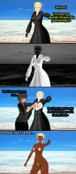  absurdres black_hair blonde_hair blue_eyes breasts choker dialogue english_text femdom femsub ganguro gcalibrator kingdom_hearts larxene makeup nipples nude open_mouth orange_eyes pubic_hair pussy tan_skin text time_stop tongue tongue_out undressing unfocused_eyes 