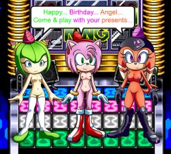 amy_rose blue_eyes boots bottomless breasts corescorner cosmo_the_seedrian echidna_girl empty_eyes femsub furry green_eyes green_hair happy_trance hedgehog_girl hypnotic_accessory knee-high_boots monster_girl multiple_girls multiple_subs nude orange_hair pink_hair plant_girl purple_eyes shade_the_echidna short_hair sonic_the_hedgehog_(series) standing standing_at_attention text thighhighs topless