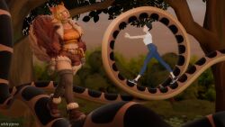  3d ahoge animal_ears belt black_hair boots choker closed_eyes clothed coil_loop_walk collarbone crop_top dc_comics earrings eh femsub fingerless_gloves forest fur_coat gloves happy_trance hypnotized_walking jacket kaa_eyes large_ass lois_lane marvel_comics marvel_rivals midriff multicolored_hair multiple_girls multiple_subs my_adventures_with_superman navel orange_hair outdoors pants shirt shoes short_hair shorts smile snake squirrel_girl squirrel_girl_(marvel) superman_(series) thighhighs thighs trees wide_hips zombie_walk 