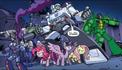  acid_storm_(transformers) angry femsub fluttershy glowing_eyes green_eyes horse megatron my_little_pony pinkie_pie reflector_(transformers) robot rumble_(transformers) straight-cut_bangs transformers twilight_sparkle 