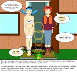 blue_hair dialogue empty_eyes femsub large_breasts long_hair marina_(pokemon) nabs001 nintendo orange_hair pokemon short_hair team_hypno text zoey_(pokemon)