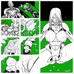 black_widow bottomless breasts comic doomington empty_eyes large_breasts long_hair maledom marvel_comics nude pussy robot robotization spread_legs super_hero tech_control the_avengers topless ultron