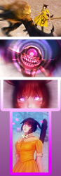 3d absurdres androgynous androgynous_dom animal_ears blush brown_hair cat_girl clothed femsub final_fantasy final_fantasy_xiv glowing glowing_eyes happy_trance miqo&#039;te monster pink_eyes smile stiff_tail t&#039;lira_rhen