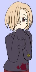  animated animated_gif blonde_hair breasts earrings edgeofthemoon female_only femdom idolmaster_cinderella_girls jewelry koume_shirasaka looking_at_viewer pendulum short_hair simple_background small_breasts the_idolm@ster 
