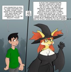  before_and_after black_hair cleavage delphox dialogue feminization furry glasses large_breasts malesub mr.h nerd nerdification nintendo pokemon pokemon_(creature) short_hair speech_bubble t-shirt text transformation transgender witch witch_hat 