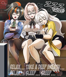 female_only femsub sleep_command sleeping snoring tech_control text tsukishiro_yanagi yixuan_(zenless_zone_zero) zenless_zone_zero zhu_yuan zorro-zero
