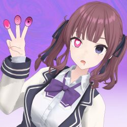 artist_request drool empty_eyes expressionless heart_eyes purple_eyes spiral_eyes tagme twintails