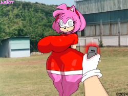 amy_rose arms_behind_back ars99 ass bare_legs clothed comic expressionless female_only femsub furry gloves hair_band huge_ass huge_breasts open_mouth outdoors phone pink_hair pink_skin pov pov_dom short_hair signature solo sonic_the_hedgehog_(series) spiral_eyes standing symbol_in_eyes tech_control text thick_thighs 