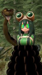  disney femsub green_hair happy_trance kaa kaa_eyes large_breasts long_hair my_hero_academia nikita1905 snake the_jungle_book tsuyu_asui 