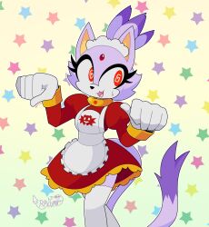  apron blaze_the_cat cat_girl cat_pose clothed collar dress enemy_conversion female_only femsub furry gloves maid maid_headdress posing purple_hair purple_skin rakuma-imp red_eyes simple_background smile solo sonic_the_hedgehog_(series) spiral_eyes standing symbol_in_eyes tagme thighhighs 