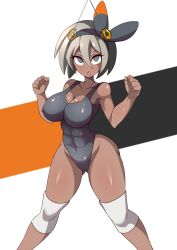  abs bea_(pokemon) breasts cleavage dark_skin empty_eyes female_only femsub grey_eyes icontrol_(manipper) large_breasts lucyfercomic manip nintendo one-piece_swimsuit open_mouth pendulum pokemon pokemon_sword_and_shield short_hair solo swimsuit thighs 