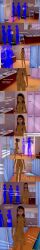  3d absurdres altered_common_sense anoni_hypno bikini black_hair blush closed_eyes confused cum dark_skin dialogue english_text femsub handsfree_ejaculation mous_carter_(anoni_hypno) orgasm original pink_eyes purple_eyes short_hair sling_bikini spiral spiral_eyes symbol_in_eyes text wet 