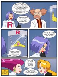  angry blonde_hair blue_eyes cassidy comic crown dialogue dr._namba earrings evil_smile green_eyes hypnotic_accessory james jessie jewelry jimryu long_hair nintendo open_mouth pink_hair pokemon pokemon_(anime) purple_hair short_hair simple_background smile team_rocket tech_control text very_long_hair 