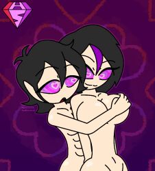  abs aged_up ahoge big_hero_6 black_hair collarbone disney eyebrows_visible_through_hair eyelashes femsub gogo_tomago groping happy_trance heart heart_eyes heterosexual hiro_hamada hypnoscream large_breasts love malesub multicolored_hair multiple_subs navel nude open_mouth shiny_skin simple_background sub_on_sub wide_hips 