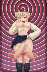 blonde_hair breasts drool exposed_chest futadom futanari himiko_toga hypnotic_penis mortimer_todd my_hero_academia panties penis pov pov_sub precum pubic_hair skirt skirt_lift smirk swaying tagme