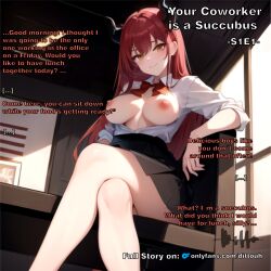  ai_art breasts demon_girl dittouh_(generator) office red_hair story succubus 