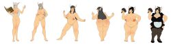  absurdres bbw black_hair black_sclera bottomless breast_expansion breasts elf elf_ears fat feather_duster female_only glazed green_eyes grey_hair huge_breasts magic maid nude original topless transformation weight_gain western white_background 
