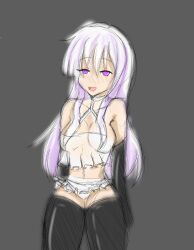 absurdres breasts cleavage echo_(juuzou) female_only glowing glowing_eyes happy_trance juuzou large_breasts long_hair open_mouth original spiral_eyes symbol_in_eyes thighhighs white_hair