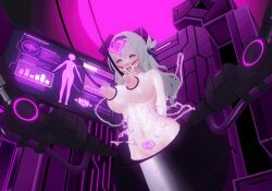  3d after_sushin animated animated_gif arms_above_head arms_behind_back bangs bare_shoulders blush breast_sucking breasts cables choker control_indicator corruption crotch_tattoo custom_maid_3d_2 eye_roll female_only femsub firefly_(honkai_star_rail) grey_hair hair_ornament headdress honkai_star_rail lactation large_breasts long_hair milk milking milking_machine monitor navel nude open_mouth purple_eyes sex_machine solo sweat tears tech_control tongue wires 