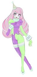  bangs bodysuit clown clown_girl clownification collar cuffs curly_hair eyebrows_visible_through_hair eyeshadow face_paint female_only femsub happy_trance hat jacinthe_(pokemon) latex lipstick long_hair looking_at_viewer makeup mime-control nintendo open_mouth pink_eyes pink_hair pokemon pokemon_legends_z-a smile solo sparkle symbol_in_eyes transparent_background 