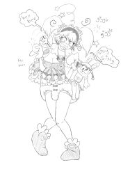 blush diaper dress drool female_only happy_trance luckyluckyluckypenny open_mouth original panties rattle sketch solo stuffed_animal symbol_in_eyes tongue tongue_out twintails underwear