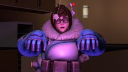  3d animated animated_gif breasts clothed dazed expressionless female_only femsub glasses large_breasts mei_(overwatch) open_mouth overwatch pendulum seamless short_hair source_filmmaker tongue zombie_walk 