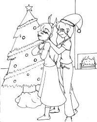 christmas crazycowproductions femsub greyscale happy_trance hat maledom massage monochrome santa_hat traditional