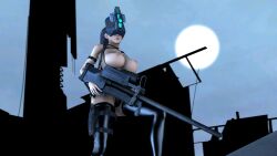 3d ass bare_shoulders breasts bustmaster_ cleavage collarbone crossover erect_nipples expressionless female_only femsub gun half-life_2 huge_breasts hypnotized_dom long_hair momiji_(ninja_gaiden) ninja_gaiden solo source_filmmaker tech_control thighhighs valve